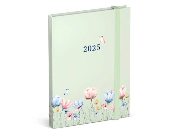 Agenda 2025 Lannoo Flowers watercolour green 7dagen/2pagina's