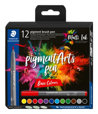 Een Brushpen Staedtler PigmentArts set à 12 kleuren koop je bij De Joma BV