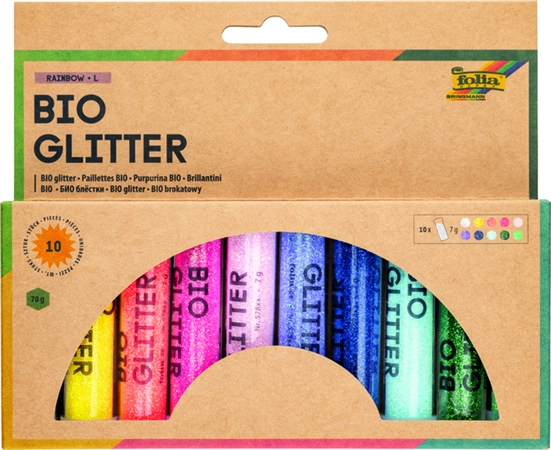 Een Glitterpoeder Bio Folia Rainbow 7gr 10 kleuren koop je bij De Joma BV