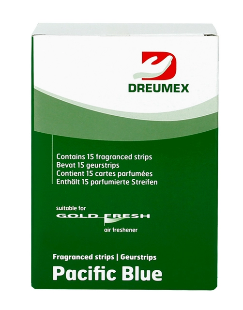 Een Luchtverfrisser Dreumex Gold Fresh Pacific Blue 15 strips koop je bij Kantoorboekhandel Van Atten