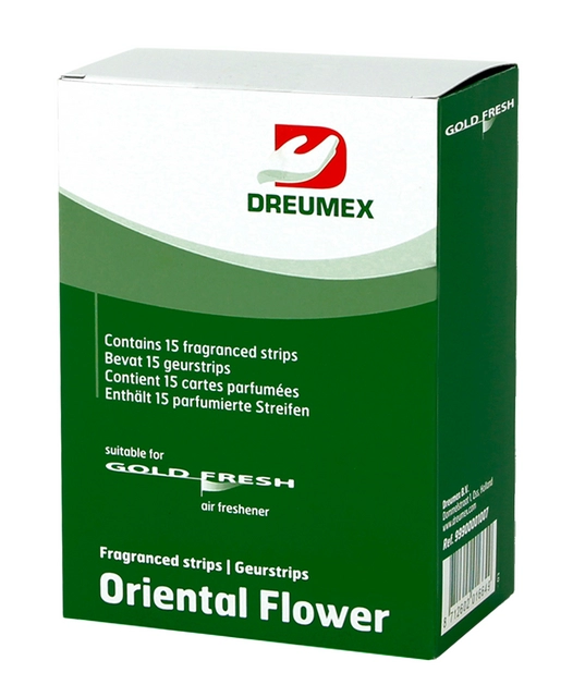 Een Luchtverfrisser Dreumex Gold Fresh Oriental Flower 15 strips koop je bij Quality Office Supplies