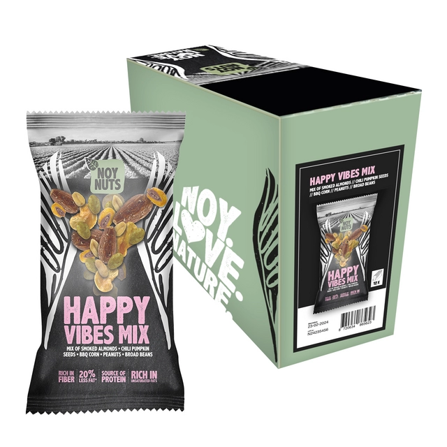 Een Noten NoyNuts happy vibes mix zak 45 gram koop je bij Den Otter Kantoorpartners B.V.