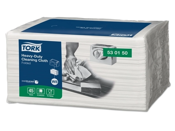 Reinigingsdoek Tork Heavy-Duty W8 45 doeken wit 530150