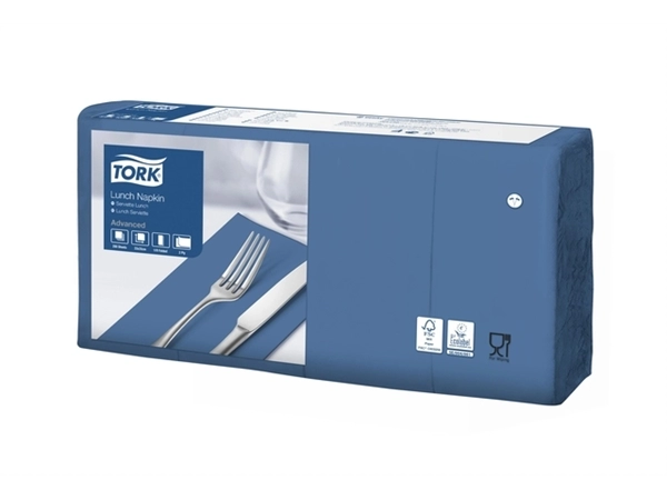 Een Lunchservet Tork 2-laags 1/8 gevouwen 200 stuks donkerblauw 477421 koop je bij Clippz! Office Supplies