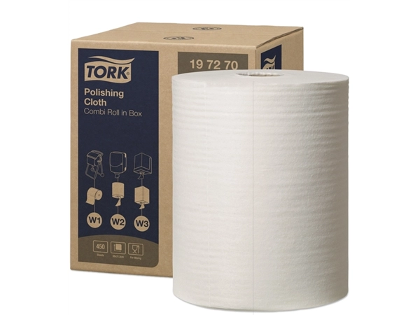 Een Reinigingsdoek Tork Polishing Combi W1/2/3 nonwoven 450vel wit 197270 koop je bij Sysdicom BV