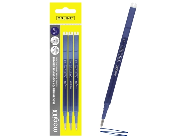 Een Gelschrijvervulling Online Magixx 0.7mm 3st blauw koop je bij All Office Kuipers BV