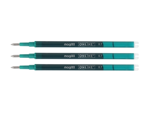 Een Gelschrijvervulling Online Magixx 0.7mm turquoise blister à 3 stuks koop je bij Continu Kantoor