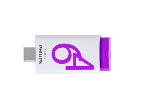 Een USB Stick Philips Click USB-C 64GB Magic Purple koop je bij Continu Kantoor