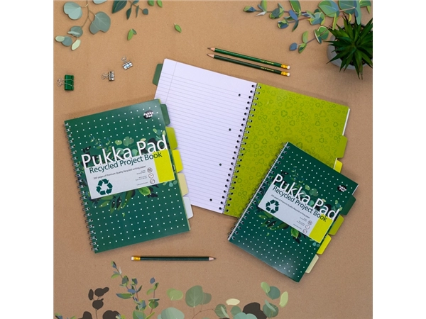 Een Projectboek Pukka Pad Recycled A4 lijn 5-tabs 4-gaats 200 pagina's 80gr groen koop je bij Continu Kantoor