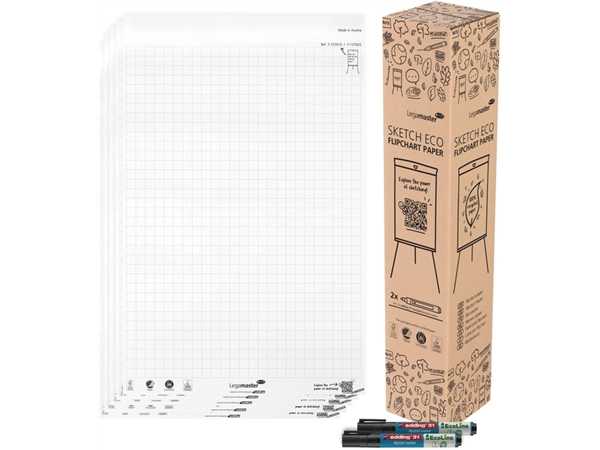 Een Flipoverpapier Legamaster SKETCH ECO raster 5x 20v koop je bij Egner kantoorspecialisten