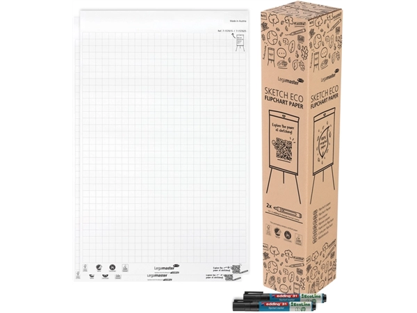 Een Flipoverpapier Legamaster SKETCH ECO raster 2x 50 vellen koop je bij Zevenbergen de project- en kantoorinrichters bv