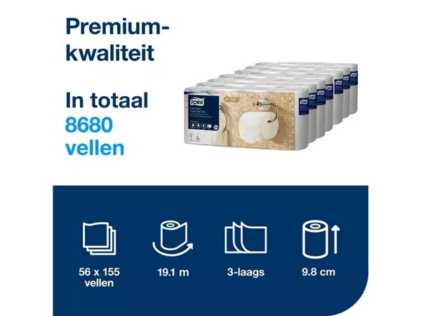 Een Toiletpapier Tork T4 Premium 3-laags 56x155 vel wit 110319 koop je bij Kantoorenthuis.nl