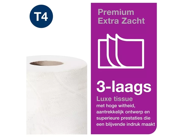 Een Toiletpapier Tork T4 Premium 3-laags 56x155 vel wit 110319 koop je bij Kantoorenthuis.nl