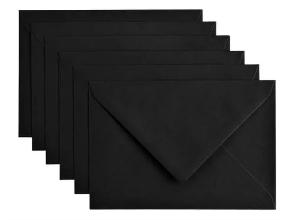 Envelop Papicolor C6 114x162mm ravenzwart pak à 6 stuks