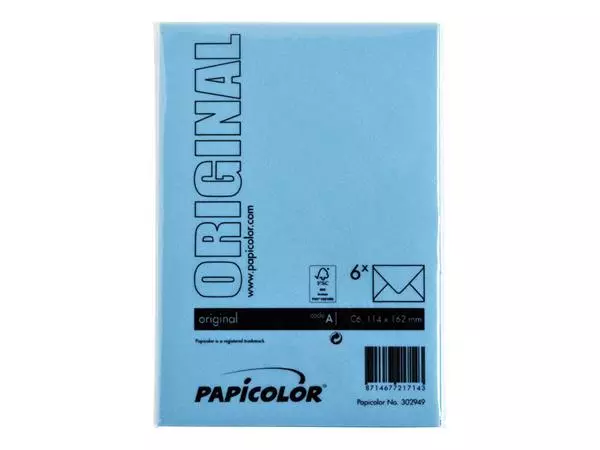 Een Envelop Papicolor C6 114x162mm hemelsblauw koop je bij All Office Kuipers BV