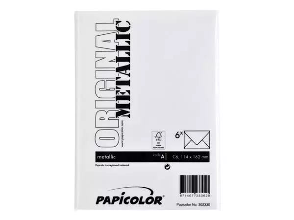 Een Envelop Papicolor C6 114x162mm metallic parelwit koop je bij De Joma BV
