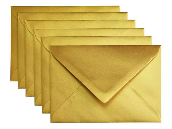 Een Envelop Papicolor C6 114x162mm metallic goud pak à 6 stuks koop je bij iPlusoffice