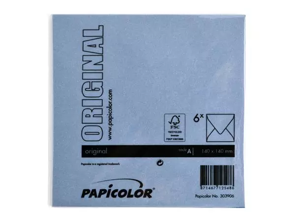 Een Envelop Papicolor 140x140mm donkerblauw koop je bij "De Waal" Kantoor Efficiency