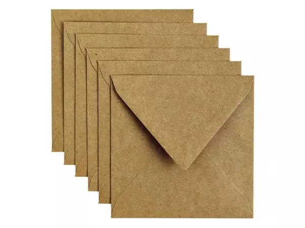 Een Envelop Papicolor 140x140mm kraft bruin pak à 6 stuks koop je bij Supply Mij