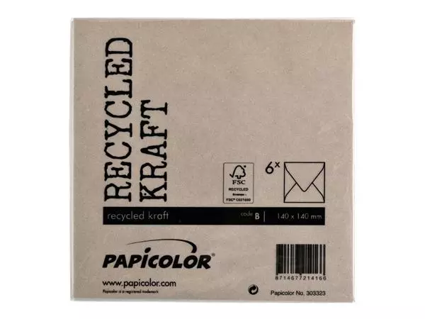 Een Envelop Papicolor 140x140mm kraft bruin pak à 6 stuks koop je bij Quality Office Supplies