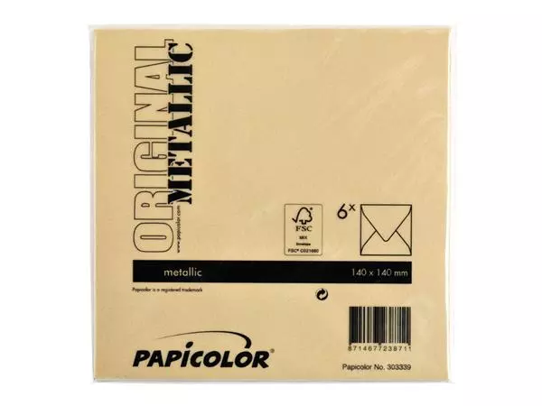 Een Envelop Papicolor 140x140mm metallic goud koop je bij Draais.com