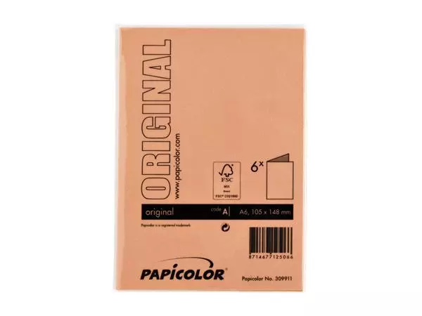 Een Correspondentiekaart Papicolor dubbel 105x148mm oranje pak à 6 stuks koop je bij PrimaOffice