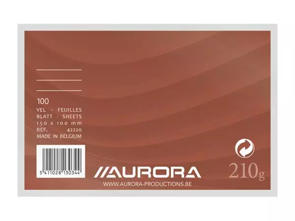 Een Systeemkaart Aurora 150x100mm lijn met rode koplijn 210gr wit 100 vel koop je bij "De Waal" Kantoor Efficiency