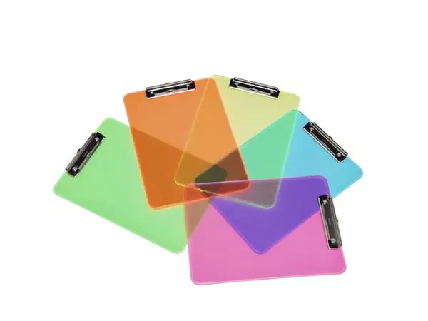 Een Klembord MAUL A4 staand transparant PS neon blauw koop je bij Romijn Office Supply