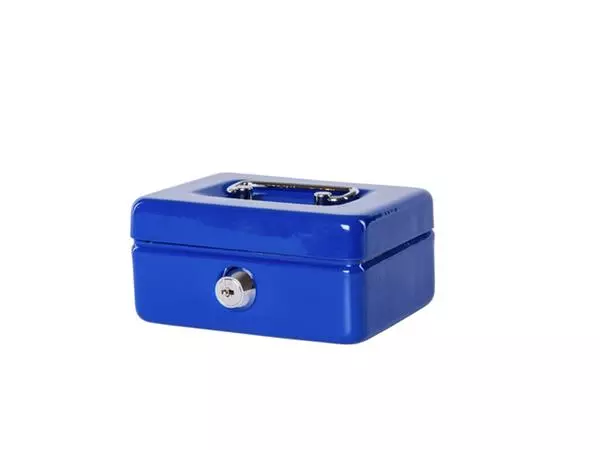 Een Geldkist MAUL met muntgleuf en slot 125x95x60mm blauw koop je bij De Joma BV