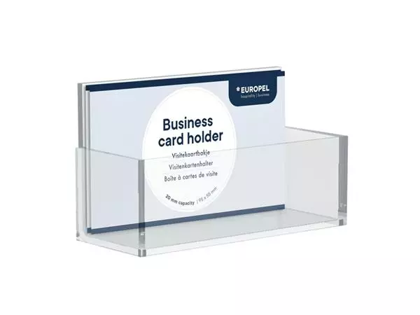 Een Visitekaartenbak Europel 55x95mm acryl koop je bij Kantorice office & business supplies