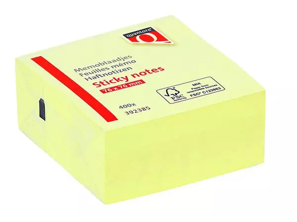 Een Memoblok Quantore 76x76mm 400 geel koop je bij De Joma BV