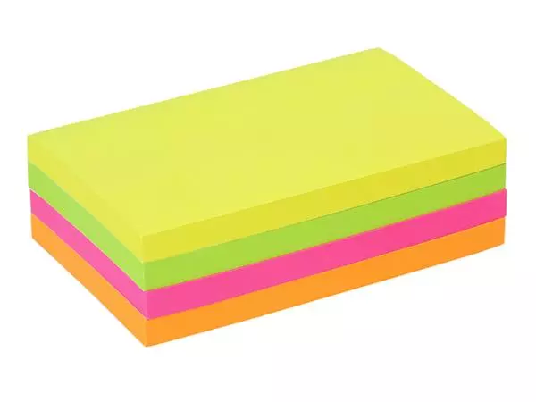 Memoblok Quantore 76x127mm neon assorti 4 kleuren 400 vel