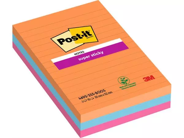 Een Memoblok Post-it 4690 Super Sticky 101x152mm lijn Bangkok 3 stuks koop je bij De Rijk Kantoorshop