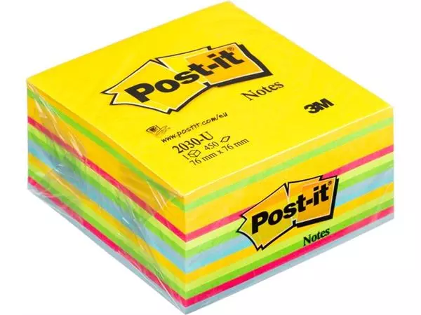 Een Memoblok Post-it 2030 76x76mm kubus ultra assorti koop je bij Egner kantoorspecialisten