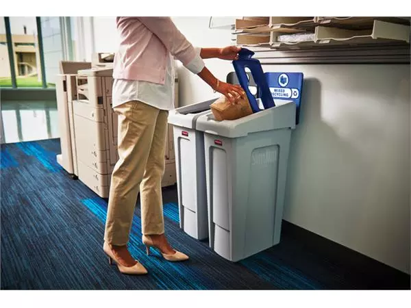 Een Afvalbak Rubbermaid Slim Jim Recyclestation starterset 87L grijs koop je bij All Office Kuipers BV