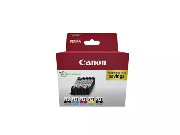 Een Inktcartridge Canon PGI-570 + CLI-571 2x zwart + 3 kleuren koop je bij De Joma BV