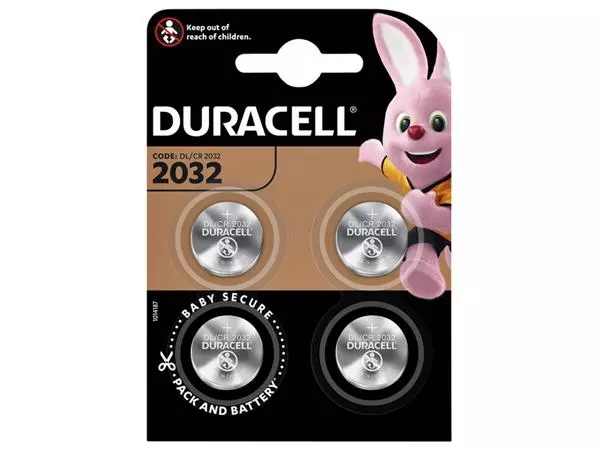 Batterij Duracell knoopcel 4xCR2032 lithium Ø20mm 3V-180mAh