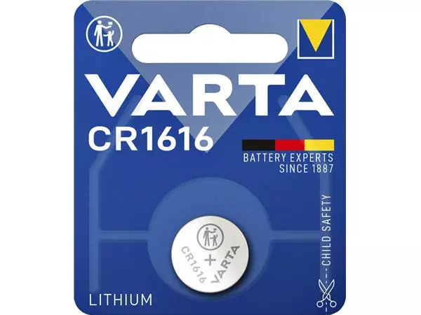 Een Batterij Varta knoopcel CR1616 lithium blister à 1stuk koop je bij Kantoorboekhandel Van Atten