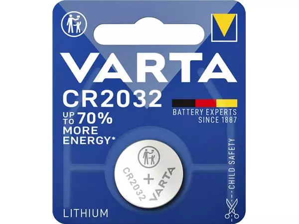 Een Batterij Varta knoopcel CR2032 lithium blister à 1stuk koop je bij Continu Kantoor