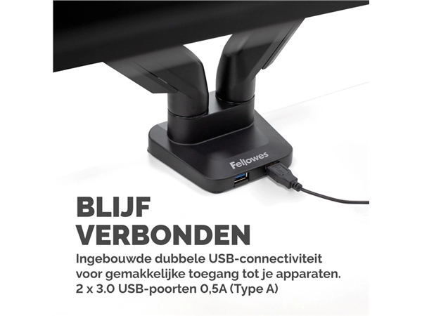 Een Monitorarm Fellowes Platinum Series dubbel horizontaal koop je bij Deska Alles voor Kantoor