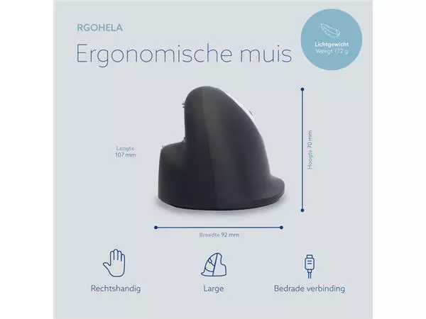 Een Muis R-Go Ergonomisch HE Break Draad Rechts L koop je bij Deska Alles voor Kantoor