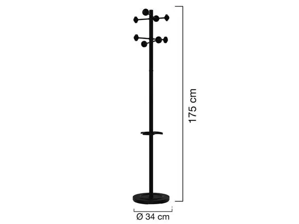 Een Kapstok Unilux Accueil staand zwart koop je bij Friese Schrijfkamer
