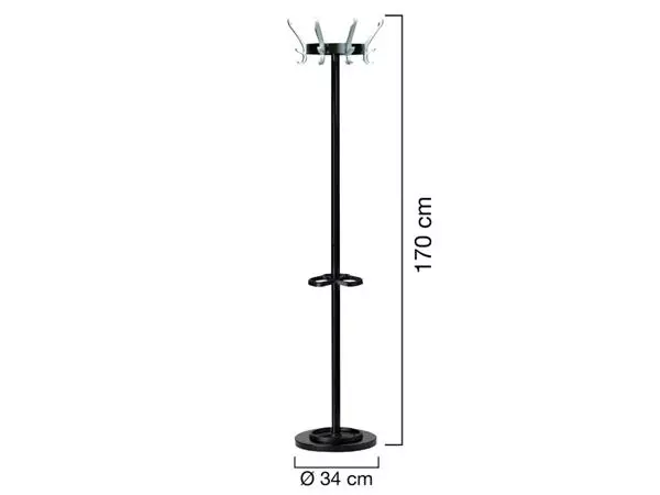 Een Kapstok Unilux Cypres staand zwart koop je bij Deska Alles voor Kantoor