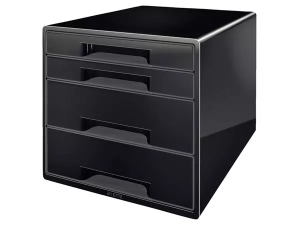 Een Ladenblok Leitz WOW Cube A4 maxi 4 laden zwart koop je bij Clippz! Office Supplies