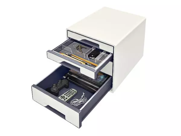 Een Ladenblok Leitz Wow Cube A4 maxi 4 laden wit/zwart koop je bij Clippz! Office Supplies