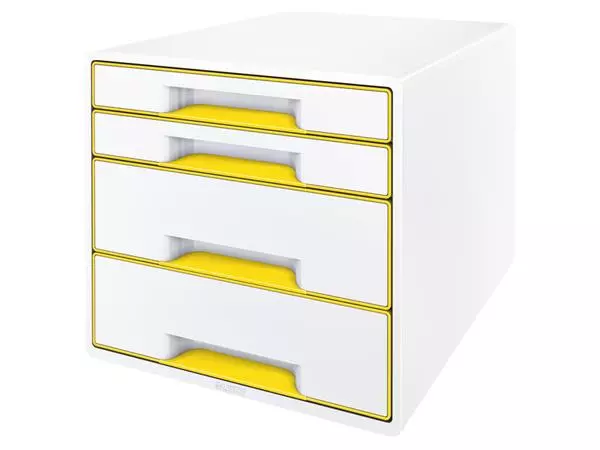 Een Bloc de classement Leitz WOW Cube 4 tiroirs blanc/jaune koop je bij QuickOffice BV