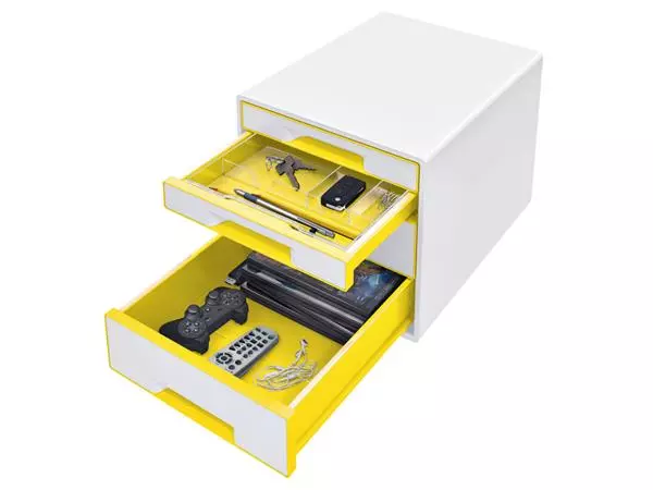 Een Ladenblok Leitz WOW Cube 4 laden wit/geel koop je bij Quality Office Supplies