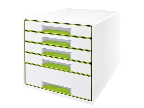 Een Ladenblok Leitz WOW Cube 5 laden wit/groen koop je bij iPlusoffice