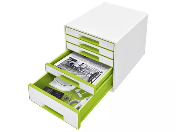 Een Ladenblok Leitz WOW Cube 5 laden wit/groen koop je bij De Joma BV