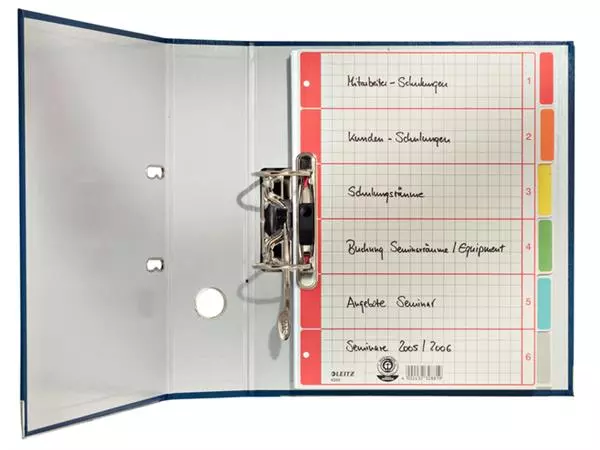 Een Tabbladen Leitz 4-gaats 4350 6-delig grijs karton koop je bij Heering Office